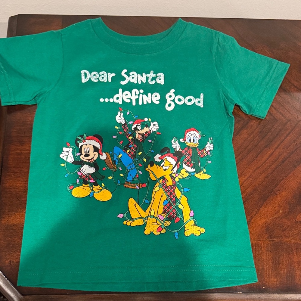 Disney Green Kids Tee with Festive Characters